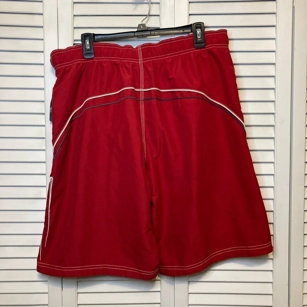 NWT Mens Speedo Red And Black Swim Trunks Size Large